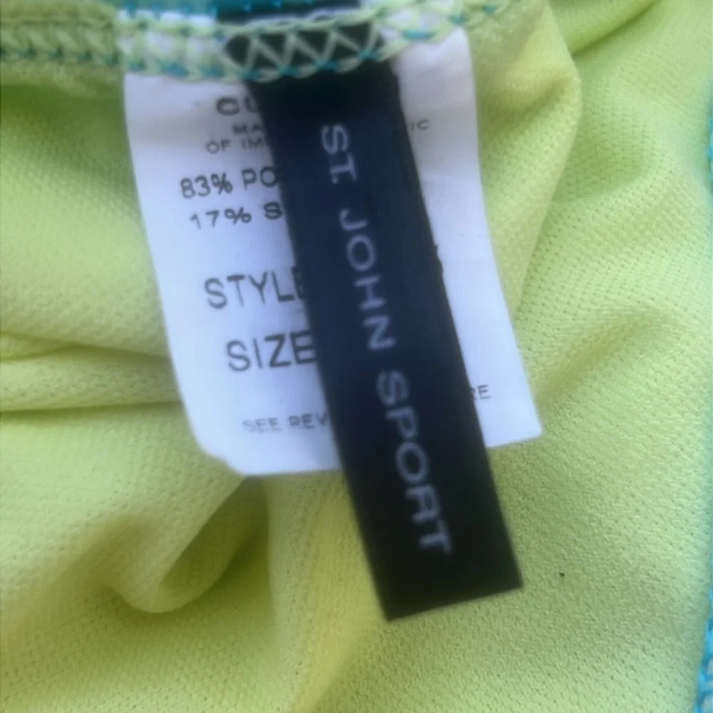ST JOHN Sport Green Blue Design Swim Bikini Bottoms Size 8